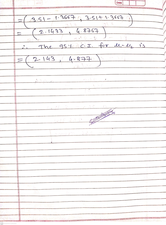 Date 3.511.3667 3.514 1.3667 2.1433 (2. 4.8767 f The 954. c. I. for llinel is = 2.143 ） 4.877 4 CS
