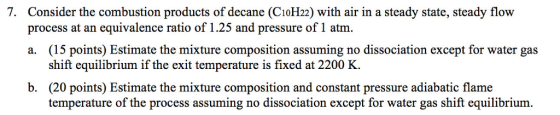 Consider the combustion products of decane (C_10H_