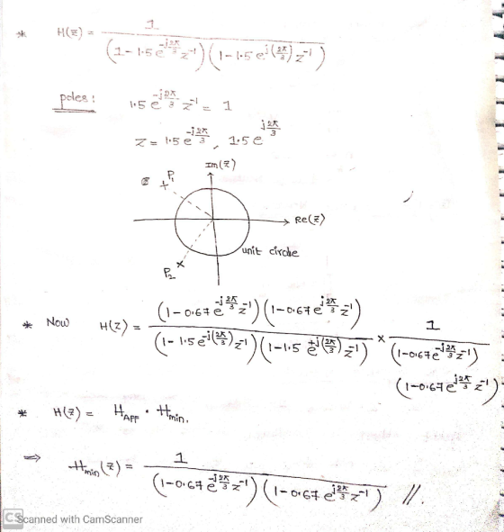 * H(E) = - 2 (ants et 1) (-65 2:4)=1) ples: 1.5 1. zsiselt 25e y Re(3) unit circle 12A 27 0.6# e * Now HIZ) = .. (1-0.6+el 43