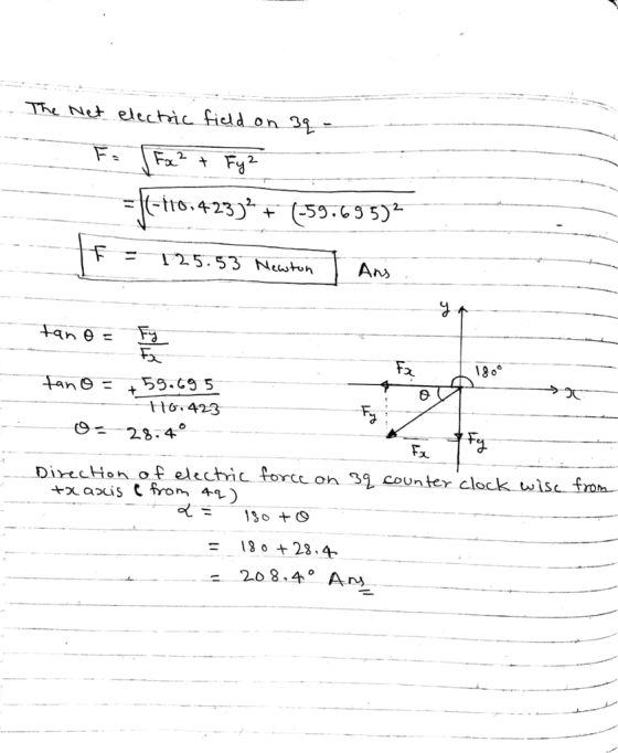 t4235555) T25.53 Nestoh ou 18 0 t-t σ. 42 Dirtction o F electic forcc on 31 counter clock uise fro 1+28.4 20 8.4 An