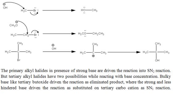 он CH30 H3 CO CH2CH3 СНЗ СНЗ СНЗ он он The primary alkyl halides in presence of strong base are driven the reaction into SN2