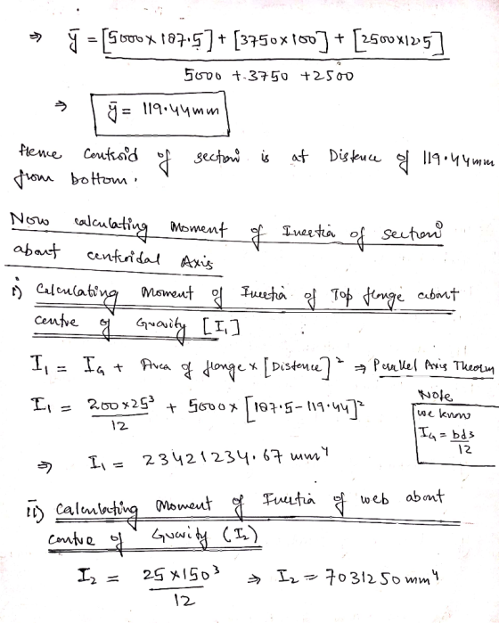 * [Fsơ x 1815]t [350 x so] + [2500 x1251 5000 +-3750 +2500 s ģ= 119.44 mm fence from of Centroid bottom: section is at Distan