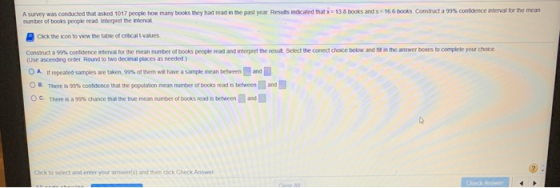 A survey was conducted that asked 1017 people how many books they had read in the past year. Results indicated that X 138 boo