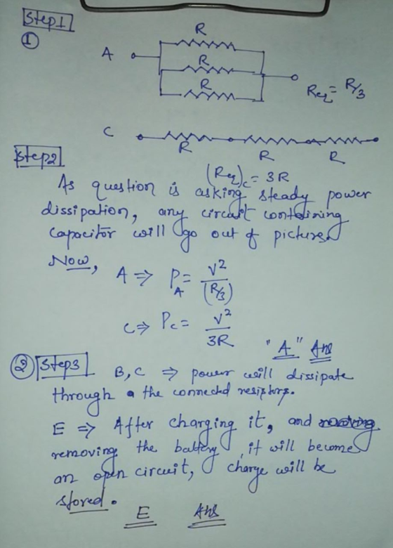 R. wer diss polien, an e 2. 个ーで%) 2 소, through E。 After chaging it, removing the. bakb an opn cirit, chare woill be 사. 드세