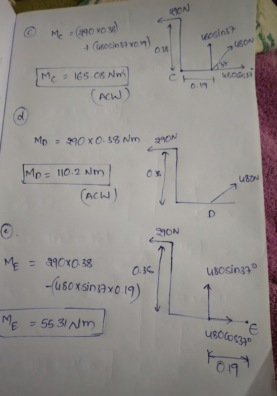 990N © Mc = (290 x0.38) + Culosin 37 xd Bosin37 uson 0 38 cr 480Goran Mc = 165.08 Nm) (Ach ) 0.10 MO = 290 80.38 NM 290N 0.35