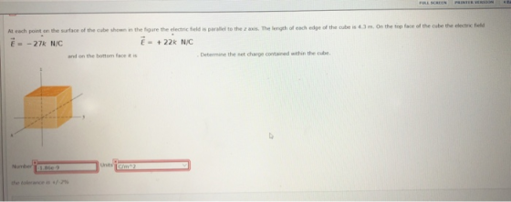 FULL SCREEN PRINTER VERSION At each point on the surface of the cube shown in the figure the electric field is parallel to th