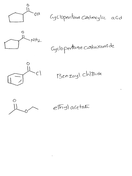 ayclopentau Caoxylic aGd NH Gyclopertane caboXamide cl Benzoyl chlaide elhyl aceta