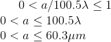 0 <α/100.5λ <1 0 <α< 100.5λ Ο <α < 60.3μm