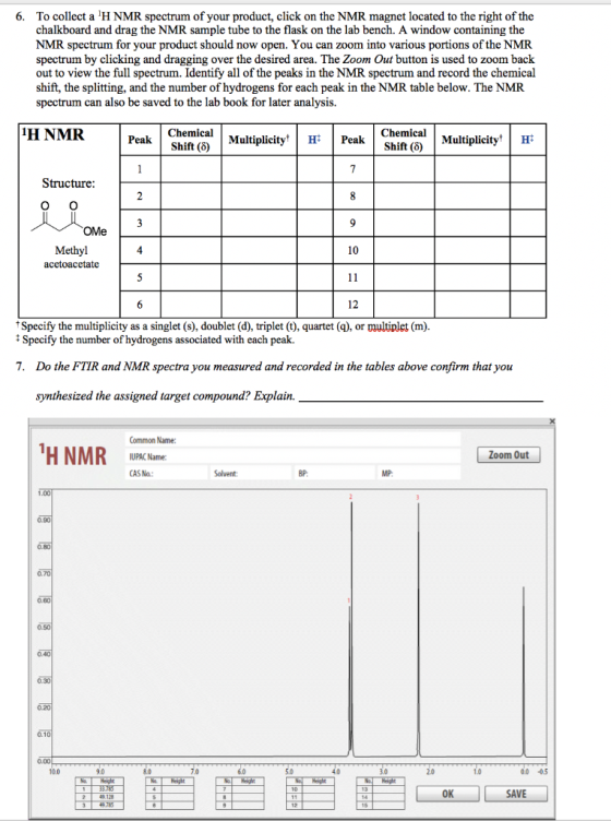 6. To collect a H NMR spectrum of your product, click on the NMR magnet located to the right of the chalkboard and drag the