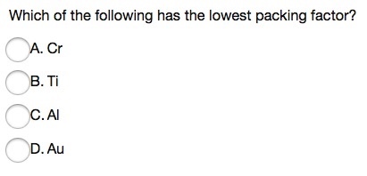 Which of the following has the lowest packing fact