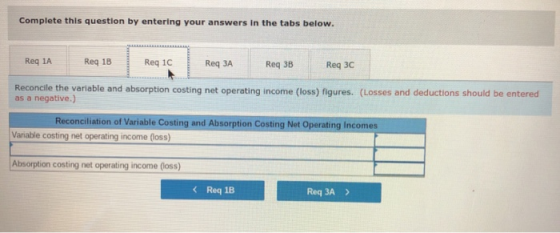 Complete this question by entering your answers in the tabs below. Reg 1A Req 1B Req 1C Req 3A Reg 38 Req 3C Reconcile the va