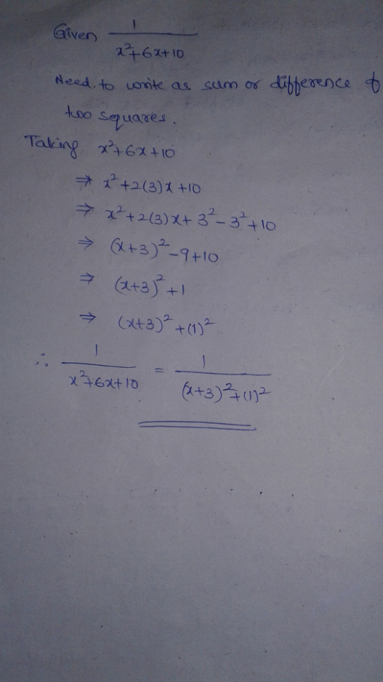Ned to ueite as sum os dibhesence so squares Taking χ46χ +10 1 42(a)1 1