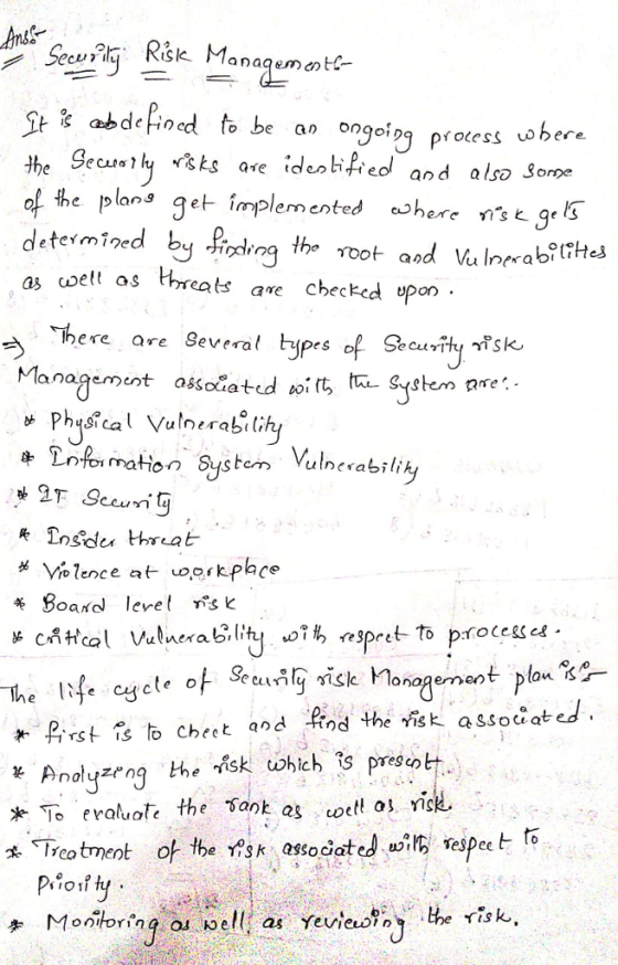 se Manaemt abdeioed to be an ongoing process ueber fthe plans get implemented wshere nsg s as coell as treats ave Cbecked pon here are eveal types of Seeuvity fsk. Management assoatid i 出 Physical Vulerato liky 牛Infomation System Vlnerabiliy re. sFerr 常 Board level nsk anagernen わf21. rs t s b Chect and fed the risk assoca ated. ves ahore the Tank as coetloI YİS Trcotment of the sk associated il espeo