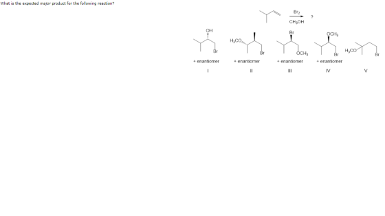 What is the expected major product for the following reaction? B12 CH3OH OCH3 Y ah Wales a wote + enantiomer + enantiomer + e