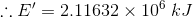:. E = 2.11632 x 106 kJ