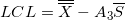 \small LCL=\overline{\overline{X}}-A_{3}\overline{S}