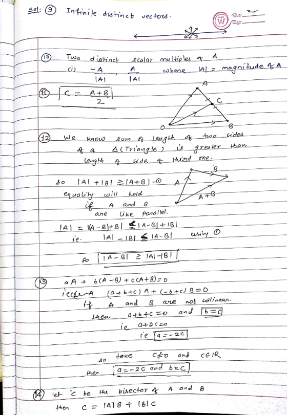 31: ⑨ Infirile distinct vectors วาเ mu lhiplesa then magnitudesA A- A 8 We Length, -4-- &urn-a △(Tria know i holal A and2 ane Uke PanaItel 0 an aie not oMean en A and 8 le Cbe H bisector
