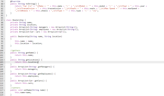 79 @Override 80 public String toString() { 81 - return Car {\n + \tMake = + this.make + \ + ,\n\tModel = + this.m