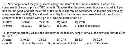 10. Now forget about the yearly access charge and return to the initial situation in which the consumer is charged a price of