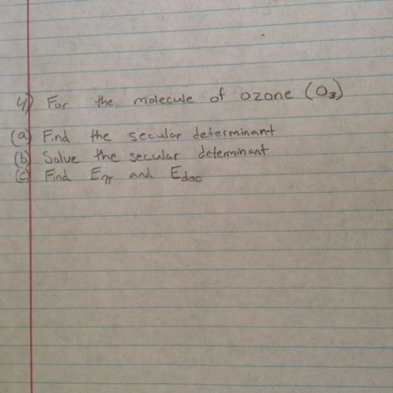 For the molecule of ozone (O_3) Find the secular