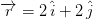overrightarrow{r} = 2 , hat{i} + 2 , hat{j}