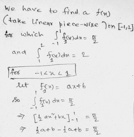We have to find a fon) (take liner piece-wise yon [1, 2] for which should as a and s fondn=2 for Akarcal let f(x) = axtb so s