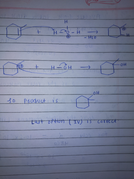 H - H2O hot HH - OH o so product is te tast option (IV) is correct OP