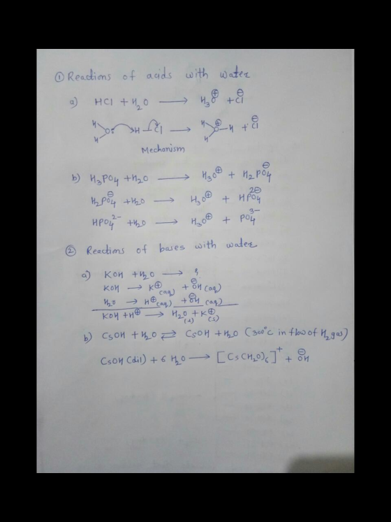 Readions。f acids with uodet CI Mecharism Reactims of bases with wode () CS)
