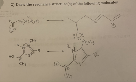 2) Draw the resonance structure(s) of the following molecules сна