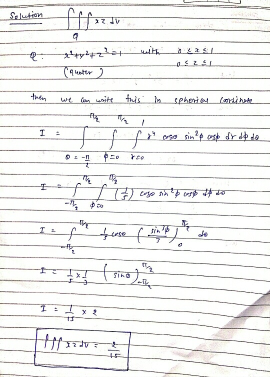Solution faz dva 9 a with x+y+22= (quoter 2 ocasi LOSZ then we con write this in spherical Cordihale In i f focoso sin ?p cos