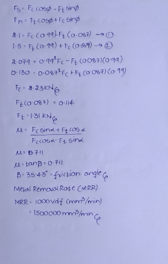 a 079-0, 992R-Ft (00%)(09a) O-150 : O,0%qbfcth(0067) (o99) E=泉.IZKN β. 35.48-fiction angle Metal Remoial Rote (MRR) 1500000 n