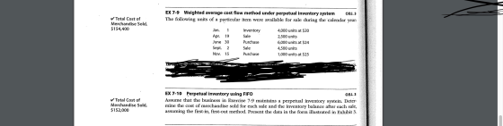 EX 7-9 Weighted average cost flow method under perpetual inventory system OBJ. 3 The following units of a particular item wer
