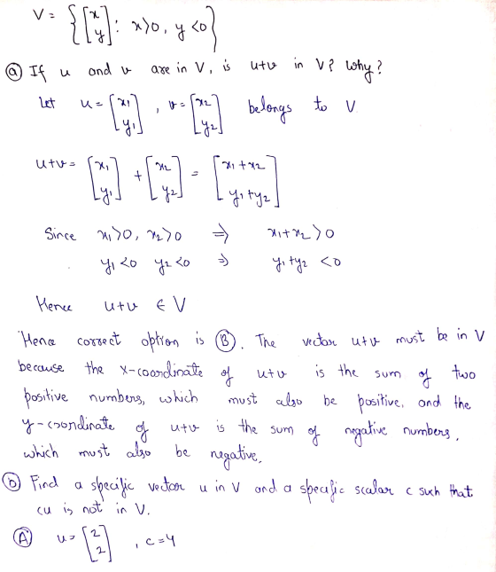 Va {[:): »20. yxo af @ If u and a in Up why? are in v, is uto Let u- 21 1- 72 to v belongs ya utus x1 + x2 0] CVS Yetyz Since