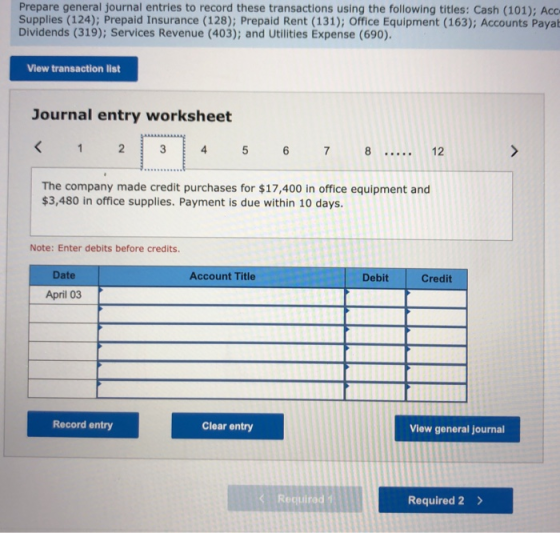 Prepare general journal entries to record these transactions using the following titles: Cash (101); Acc Supplies (124); Prep