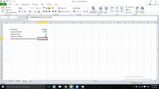 Book1 Microsoft Excel X File Review Home Insert Page Layout Formulas Data View E AutoSum Cut AA Wrap Text Accounting Calibri