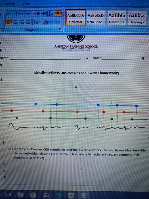 Review View AaBbCcDc AaBbCcDc AaBbc AaBbCc I Normal 1 No Spaci... Heading 1 Heading 2 Paragraph AMERICAN TRAINING SCHOOL TOE