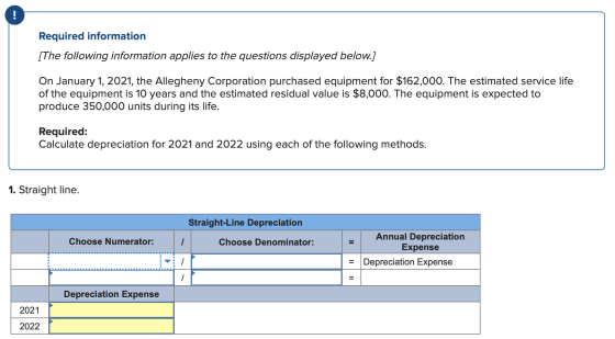 Required information [The following information applies to the questions displayed below.] On January 1, 2021, the Allegheny