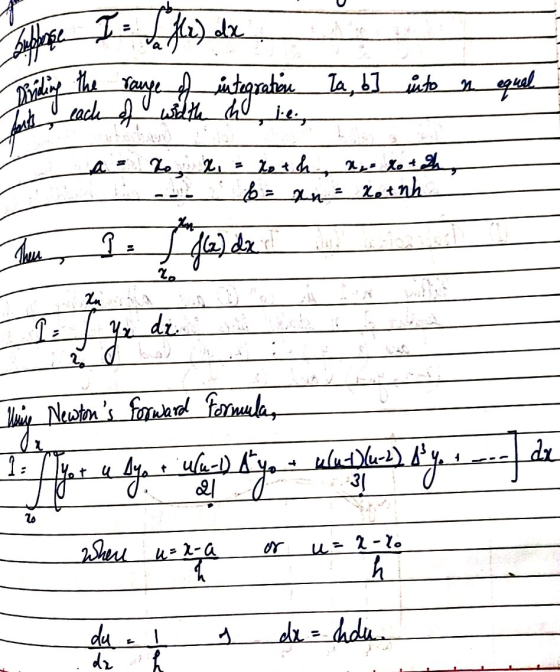 Suppose I = (fr) dx Diriding the range of integration la b] uto in each of width hoje, equal Jouts To 2, Loth, n, xo + 2h, b=
