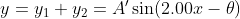 y= y_{1}+y_{2} = A'\sin (2.00x-\theta )