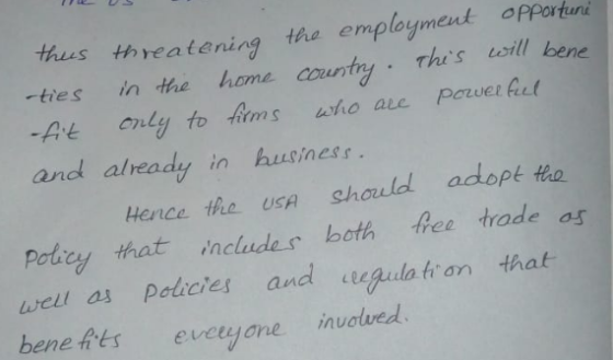 thes threatening the employment opportuni -ties in the home coun this vsill bene Pt ny to fAtms who are Power ft already in Hence the USA should adop tha in husness Potey that ncludes both free trade os we as Palicies and equda tran that bene Res eveyone inuolved ee trade ar