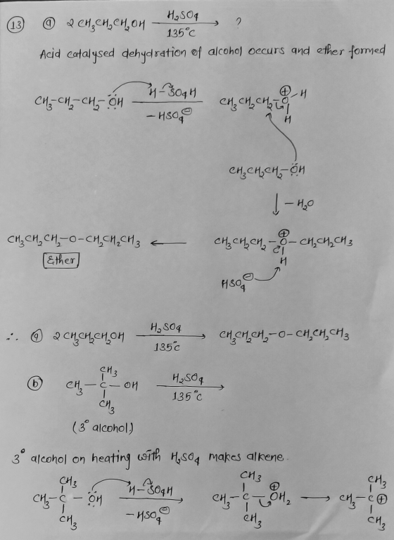 H₂SO4 ? 13) 136°C син , ең ет © 2 ch,ең,ең, он Acid catalysed dehydration of alcohol occurs and ether formed 450gH си, су, с