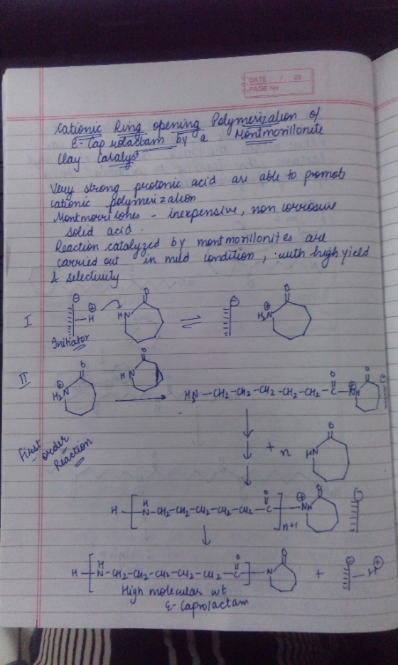 Cationic Ring opening Polymerization of & tap notactam by a Montmorillonite Clay Catalyst Very strong protonic acid are able