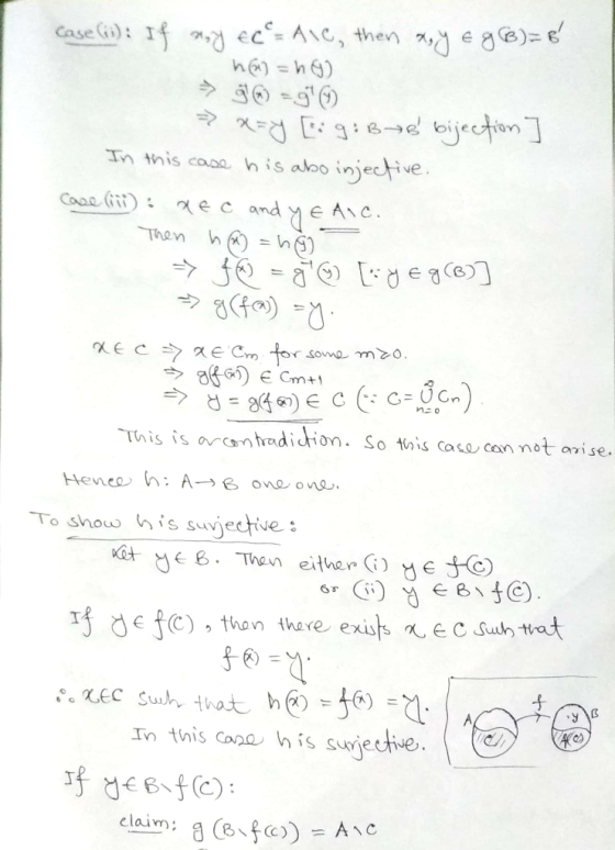 Case(s): If any eC² = Aic, then xy EgB) = 6 ha =ho) → 9 m) -97 () ² x=y [ g: B B bijection ] In this case his abo injective.