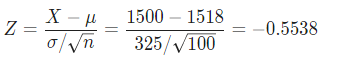 X - μ Z 1500 – 1518 325/ 100 -0.5538 own