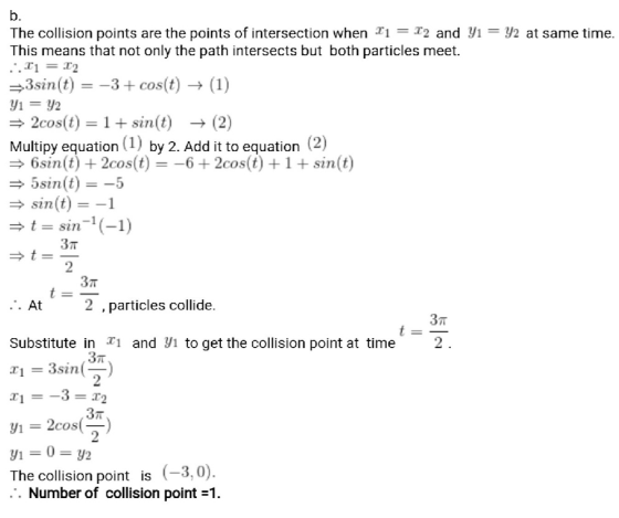 b. The collision points are the points of intersection when I1 = 12 and Y1 = y2 at same time. This means that not only the pa