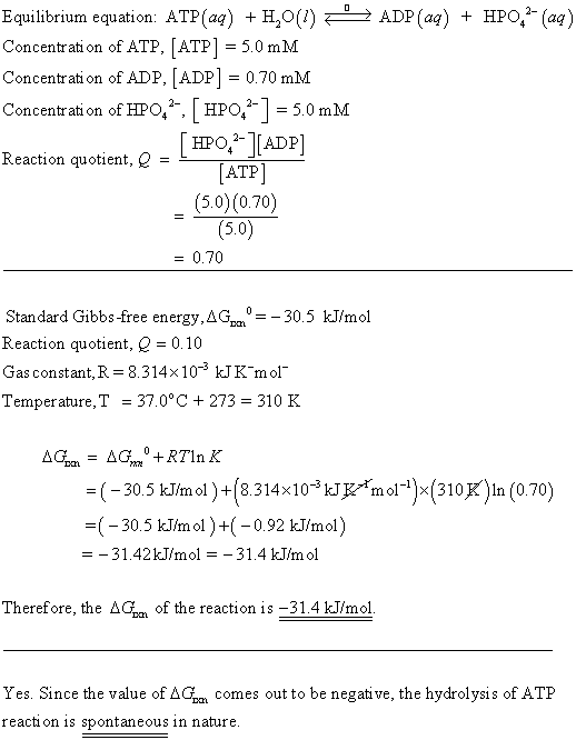 ADP (aq) + HPO,?- (aq) Equilibrium equation: ATP(aq) +1,0(1) Concentration of ATP, (ATP] = 5.0 mm Concentration of ADP, (ADP)