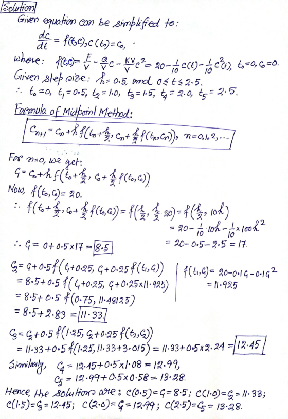 de dt Solution Given equation can be simplified to: f(t,0),c(to) - Co, whore: Plete-c-KV 20-604)-co), t=0,6=0. Given step coi