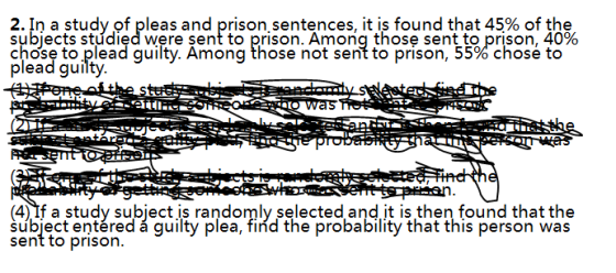 2.In a study of pleas and prison sentences, it is found that 45% of the subjects studięd were sent to prison. Among those sen