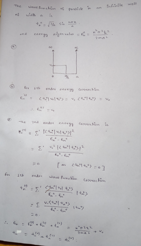 The Particle in an infinite well wave fonction of particle in an in of width a is to = /a sin n . o noh? and energy eigenvalu