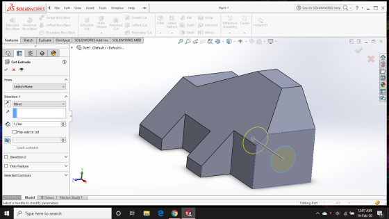 Part1 * Search SOLIDWORKS Help Q- ?- - O X in Extruded Wizard Fillet Linear 25 SOLIDWORKS File Edit View Insert Tools Window
